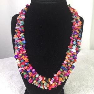 Multi Colored Shell Carpet Necklace